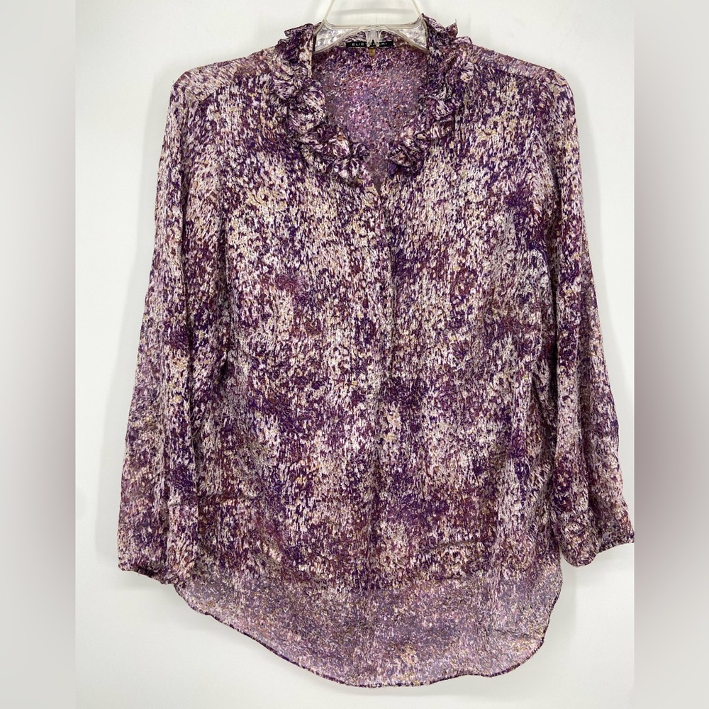 RARE Elie Tahari Sheer Patterned Blouse Pleats Vintage Size 1X